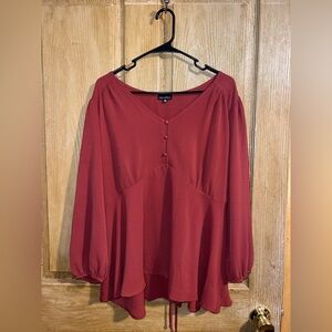Women's Red/Burnt Orange Blouse. 2X